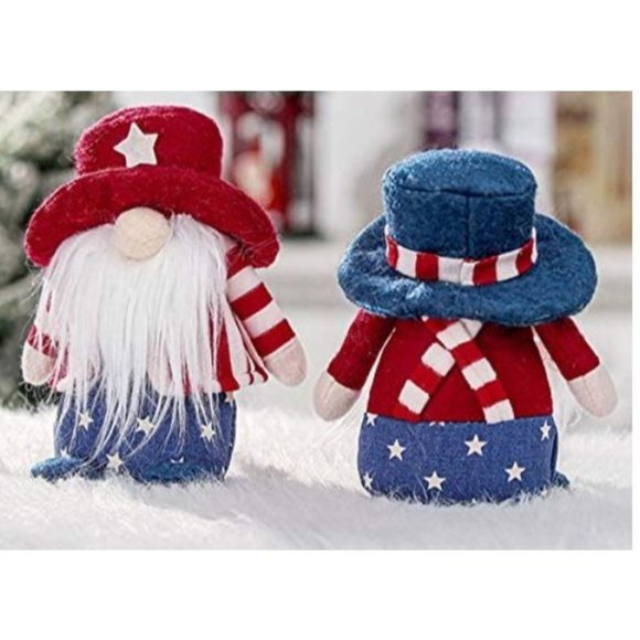 Patriotic Veterans Day Tomte Gnome Decorations Handmade Stars Plush Doll - Picture 3 of 5